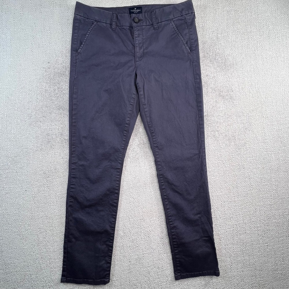 American Eagle Skinny Pants Womens 10 Short Gray Stretch Chino